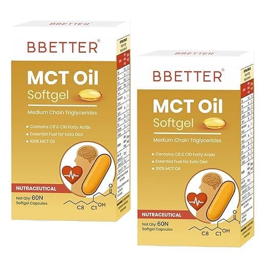 BBETTER MCT Oil Softgels | 1000 mg Per Serving With Capric Acid & Caprylic Acid | Helps Support Energy, Metabolism & Brain Function | Supports Gut Health | Keto & Paleo Friendly | 120 Softgels