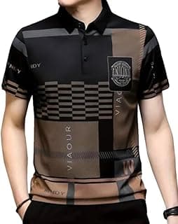 AUSK Men Printed Polo Neck Cotton Blend T-Shirt (Regular Fit, Half Sleeve) || Tshirts for Mens