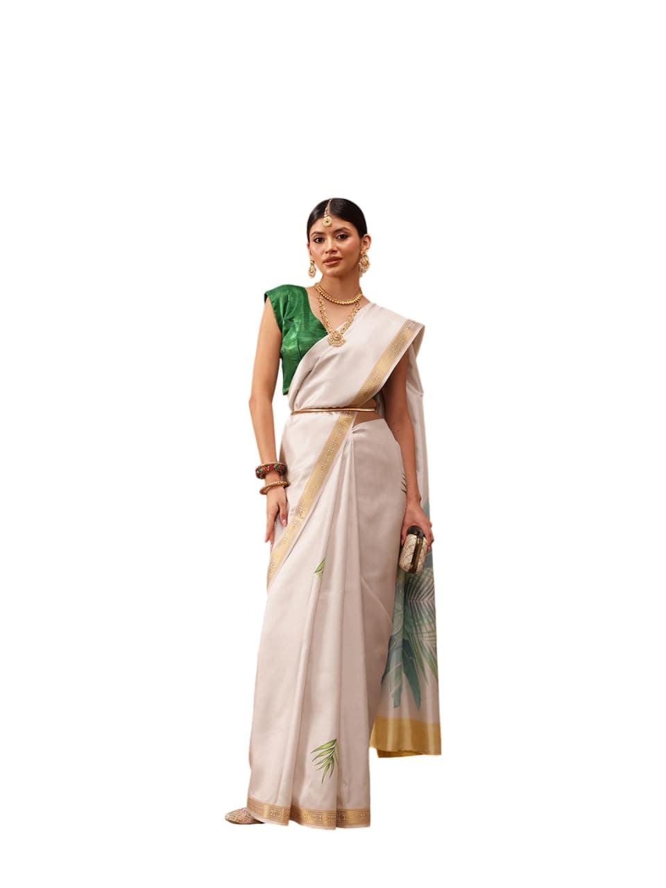 Enthone Onam Special Floral Printed Silk Saree