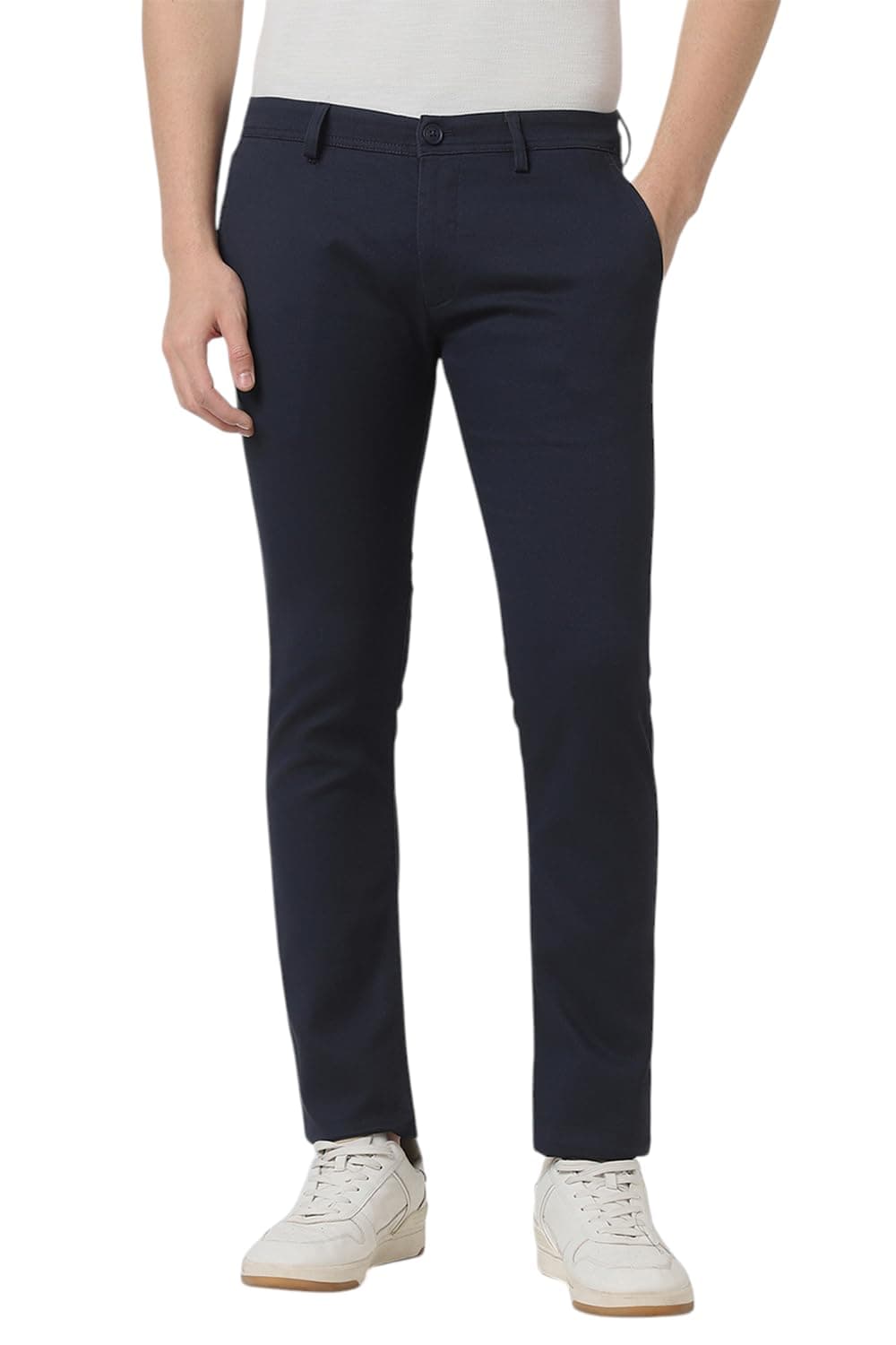 Peter England Men's Straight Fit Mid Rise Everyday Chino Casual Trouser with Dobby Weave