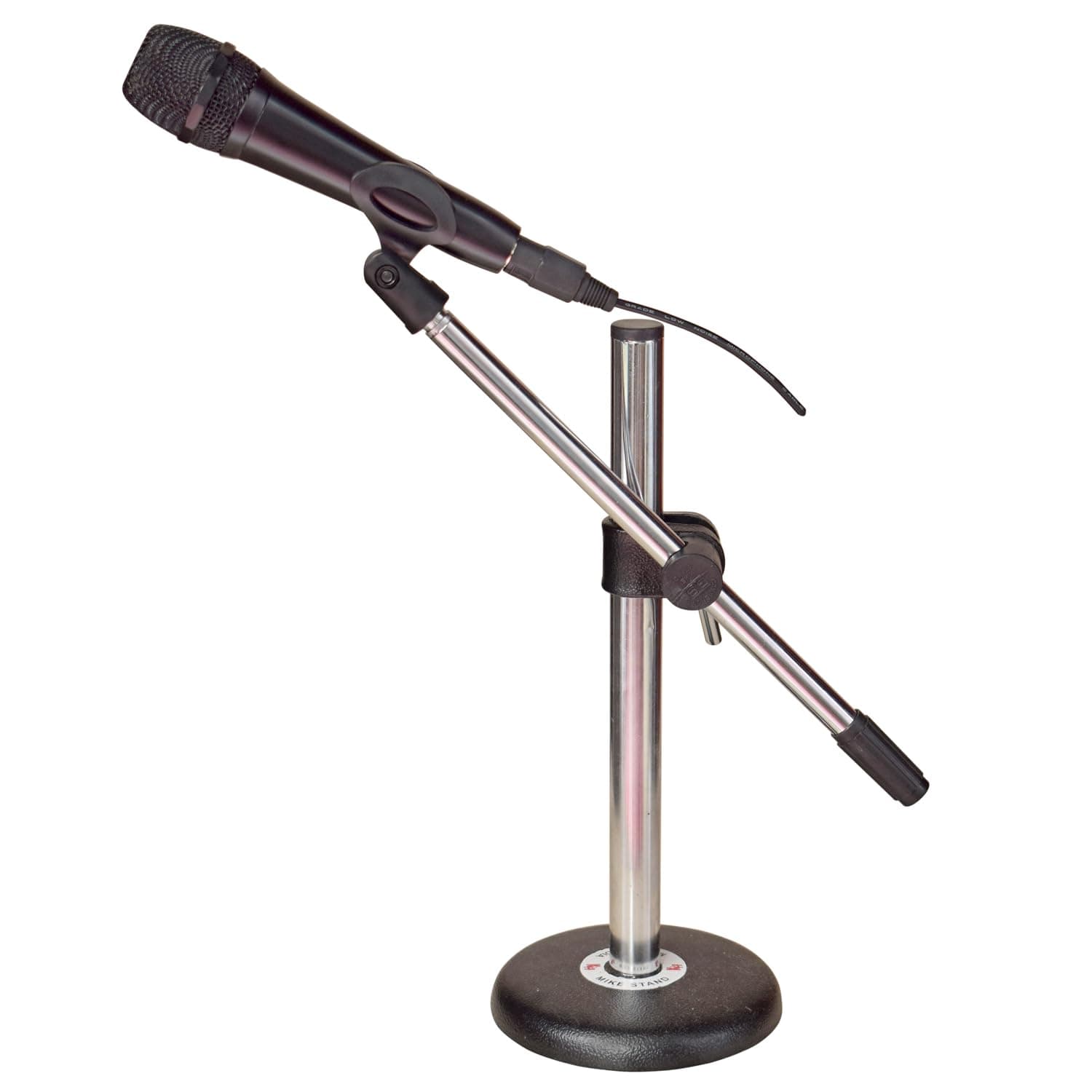 kh Iron Base Universal Microphone Stand for Desktop/Table/Floor Stand for Harmonium, Table, Podcasting With (Mic Clip) (COMMERCIAL)