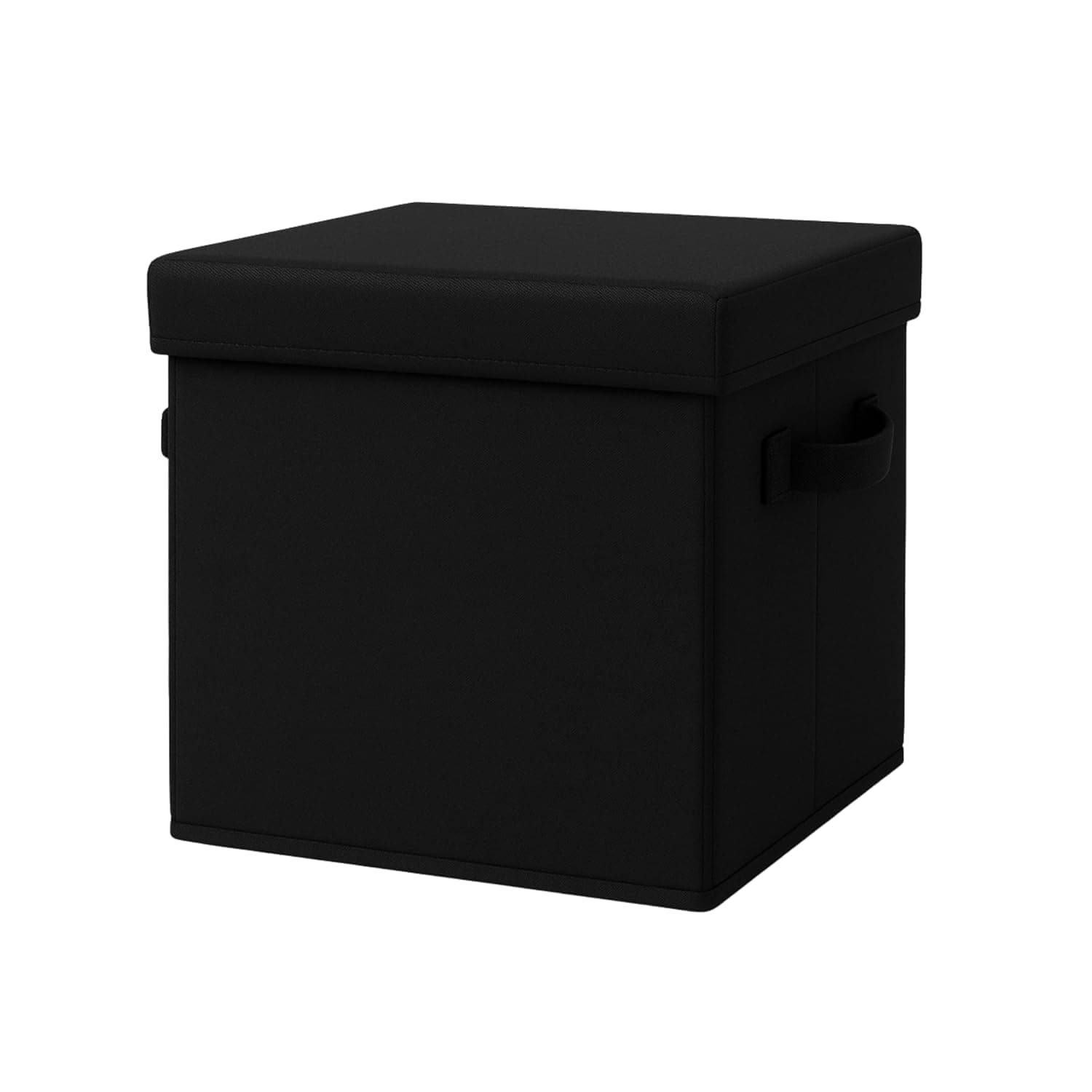 Sopent Fabric Storage Box and Organiser with Lid – Black 27x27x27cm, 20L | Foldable Storage Box for Clothes, Toys, Books, Files & Wardrobe