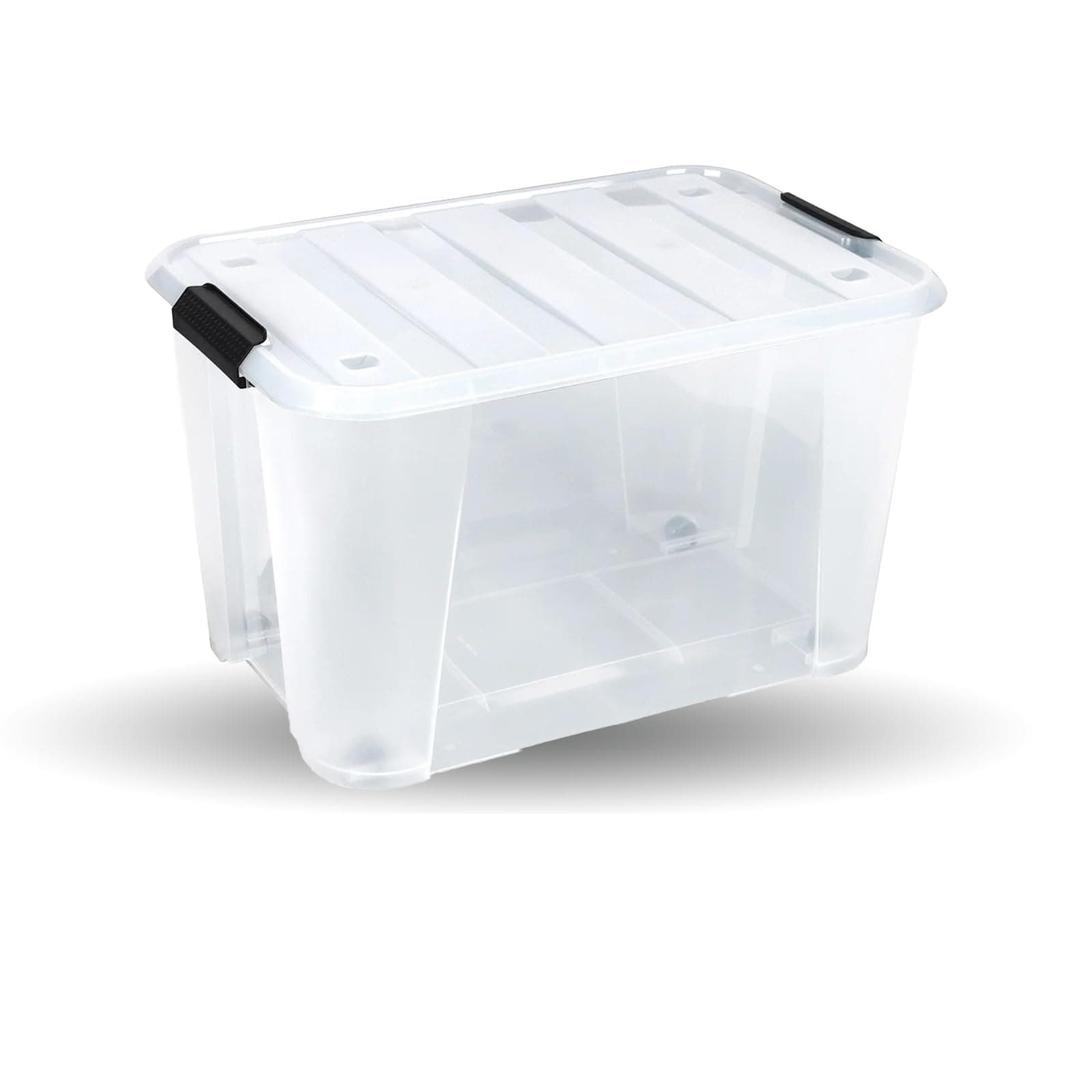 StacPro Clear Heavy Duty Bulk Storage Container with Lids Pack of 1, 32 Litre | Stackable Plastic Bins with Handles & Rolling Wheels | BPA-Free, Multi-Purpose for Kitchen, Pantry, Office, or Garage
