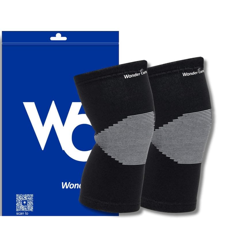 Wonder Care Black Bamboo Knee Sleeves for Men/Women, Knee Support for Running, Gym, Badminton, Sports, Compression Knee Sleeves | Perfect Knee Brace for Knee Pain and Enhanced Comfort -1 Pair(Medium)