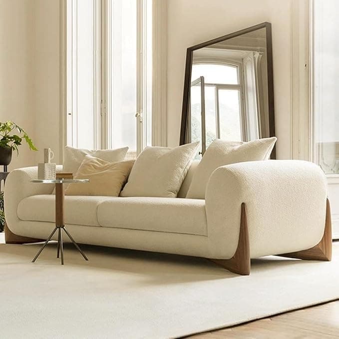 Gaimrao ! Classic 3 Seater Sofa Set Luxury Chesterfield Modern Fahionalable Sleeper Sofa for Living Room, Dining Room, (3- Seater Sofa-Off-White Boucle Fabric)