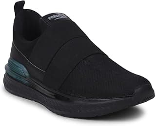 Liberty Force 10 BLAKES-2E Non-Lacing Sports Walking Shoes for Men - Black & White | Comfortable and Durable - Suitable for Slip-On Gym, Jogging and Outdoor Shoes for Gents - Cushioned Footbed