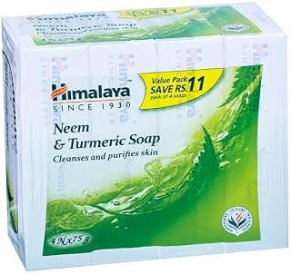 Himalaya Neem and Turmeric Soap, 75g (Buy 3 Get 1 Free)