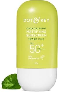 Dot & Key CICA Calming Mattifying Sunscreen SPF 50 PA++++ In-Vivo Tested | For Oily Acne Prone & Sensitive Skin | UVA/UVB Protection | No White Cast, Ultra Light, Fragrance Free & Quick Absorbing | 50g