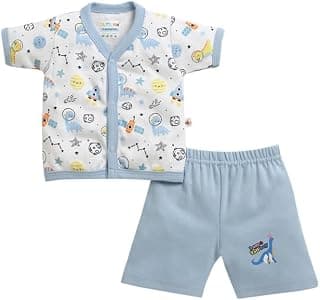 BUMZEE Boys Regular Fit Half Sleeves V-Neck Cotton Jabla & Short Set