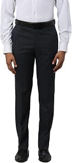 Park Avenue Men's Mid Rise Structure Pattern Regular Fit Polyester Blend Flat Front Formal Trouser