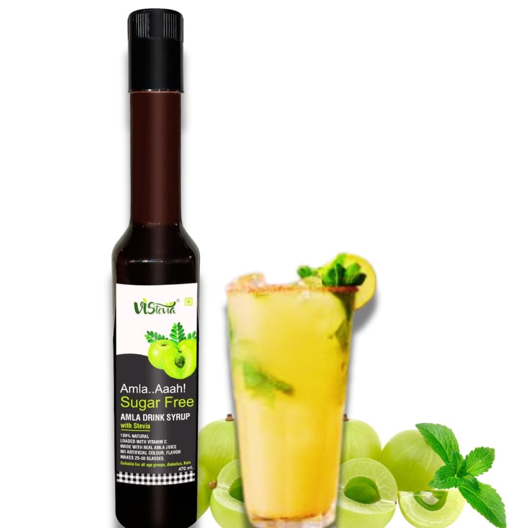Sugar Free Amla Drink Syrup, Diabetic & Keto Friendly - Naturally Sweetened With Stevia - Delicious to Taste, 1 Bottle (470ML)