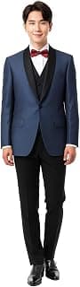 Generic Premium Three-Piece Formal Suit, Navy Blue with Black Shawl Lapel, Classic Tuxedo Style, Wedding Attire with Bow Tie