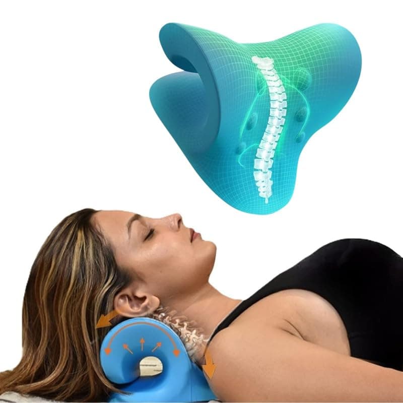 Helsefit Advance Neck Support Stretcher for Pain | Neck Pain Relief Product | Cervical Traction Device | Neck and Shoulder Relaxer | Massage Relaxer Accupressure Chiropratice (Blue,Women)