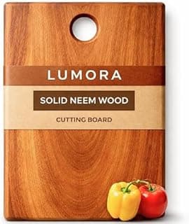 Pure Neem Wood Chopping Board | Natural Anti-Bacterial Wooden Cutting Board for Kitchen | Knife Friendly, Durable & Eco-Friendly Board for Vegetables, Fruits,Meat & Cheese (100% Genuine Neem Wood)