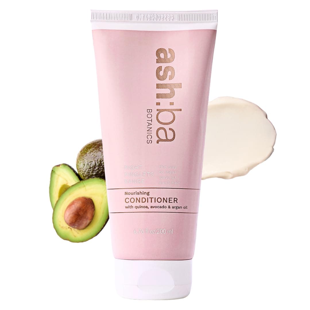 Ashba Botanics Nourishing Conditioner for Curly, Wavy, Frizzy and Dry Hair, With Argan Oil, Shea Butter, Avocado Oil & Quinoa - Detangles, Moisturizes, Controls Frizz -Silicon & Paraben Free (200ml)