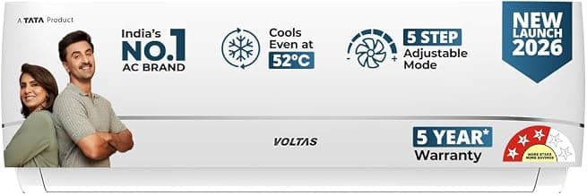 Voltas 1.5 ton 3 Star All-weather Inverter Split AC (Copper, Convertible 5-in-1 Cooling Modes, Auto Clean, Sleep Mode, 2-way Swing, Memory Restart (183INVHC VECTRA ZENITH, White)