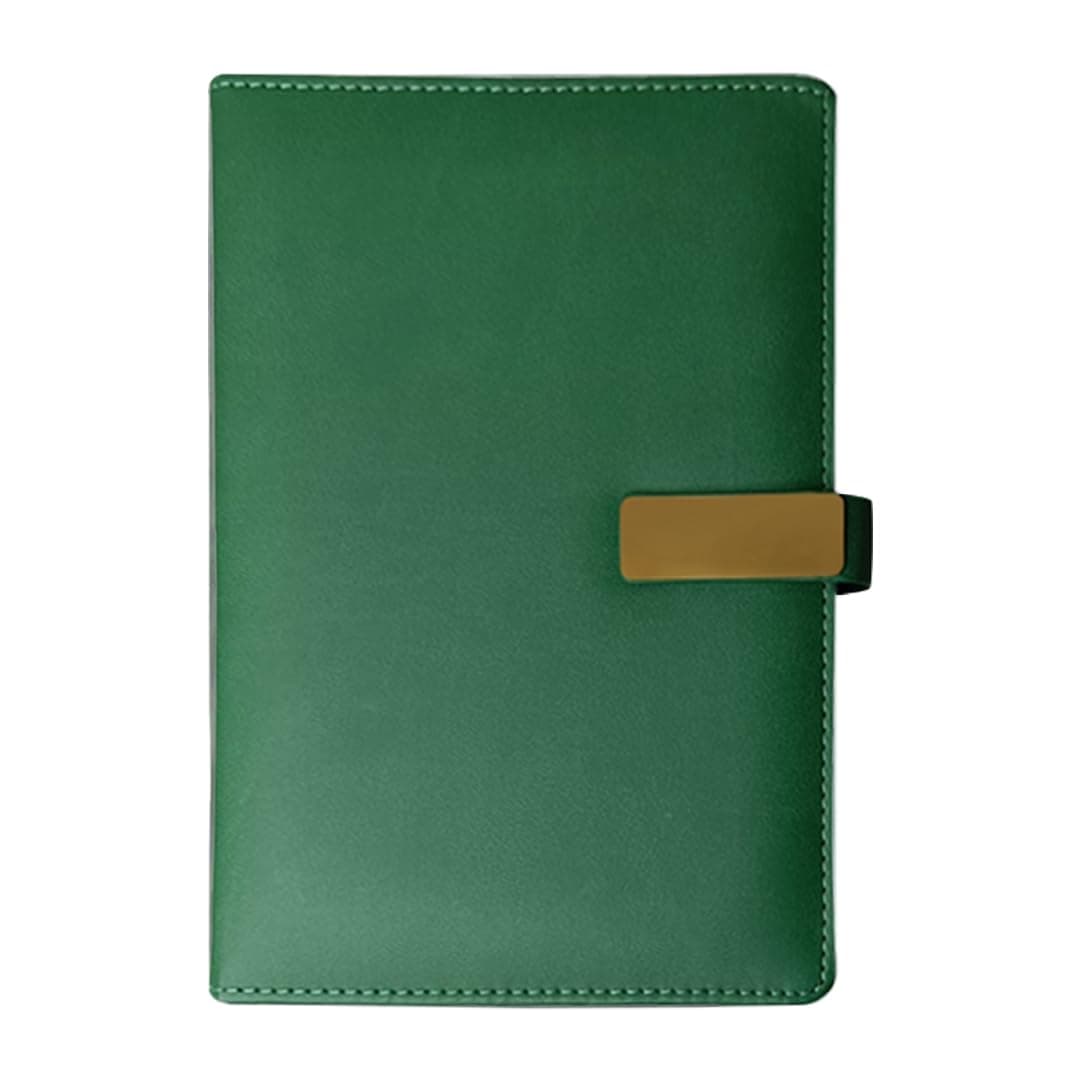 Giftana Leather Diary with Magnetic Overlap Lock, 192 Pages, A5 Notebook Diary for Men and Women Diary for Writing, Daily Planner and Office Use, New Year Corporate Gifts for Employee -Green