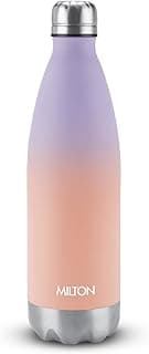 Milton Dewie Duo 1000 Thermosteel Water Bottle 1000 ml, 24 Hr Hot and Cold I Leak Proof Lid, ISI Certified I Vacuum Insulated I for Office, Gym, School I Peach Purple