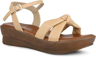 Inc.5 Women Beige Textured Open Toe Wedge Heels Sandal