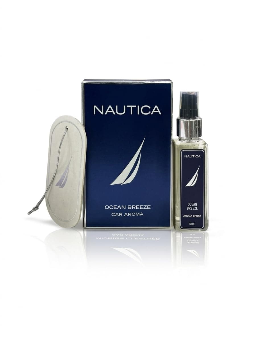 NAUTICA Luxury Car Fragrance Spray with Hanging Tag Card | Ocean Breeze | 50ml premium Car Air Freshener | 300+ Sprays | Long Lasting Car Freshener | Car Odour Remover