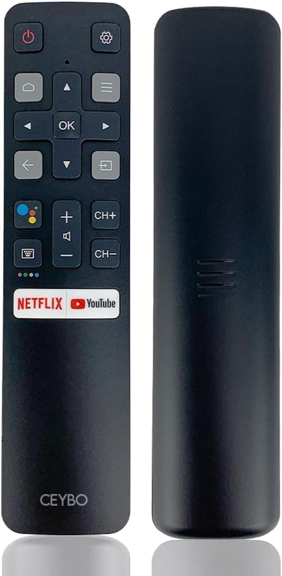 Ceybo OEM Compatible Voice Remote Control Compatible All TCL Android Smart 4K UHD TV S4 S6 A3 P8S Series RC802V FNR1 with Netflix YouTube Shortcuts Smart TV Replacement Remote Wireless Black