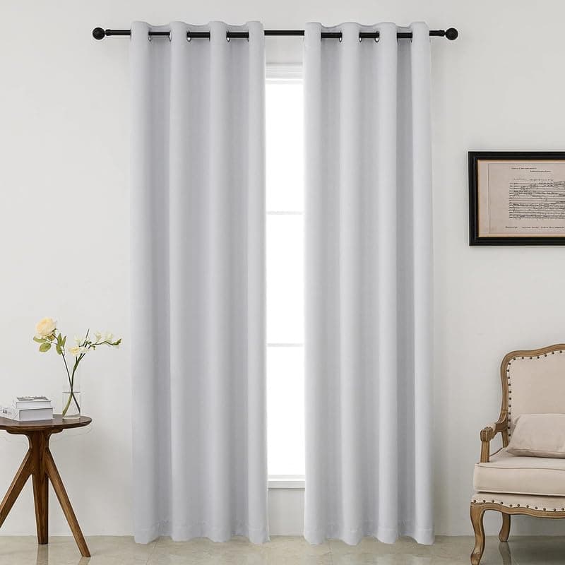 Edenwald Blackout Curtain Pack of 2 Piece with 3 Layers Weaving Technology Thermal Insulated | Yarn Weaved Parda | Modern Parde for Living Room Bedroom |Long Window- 5ft x 6ft White