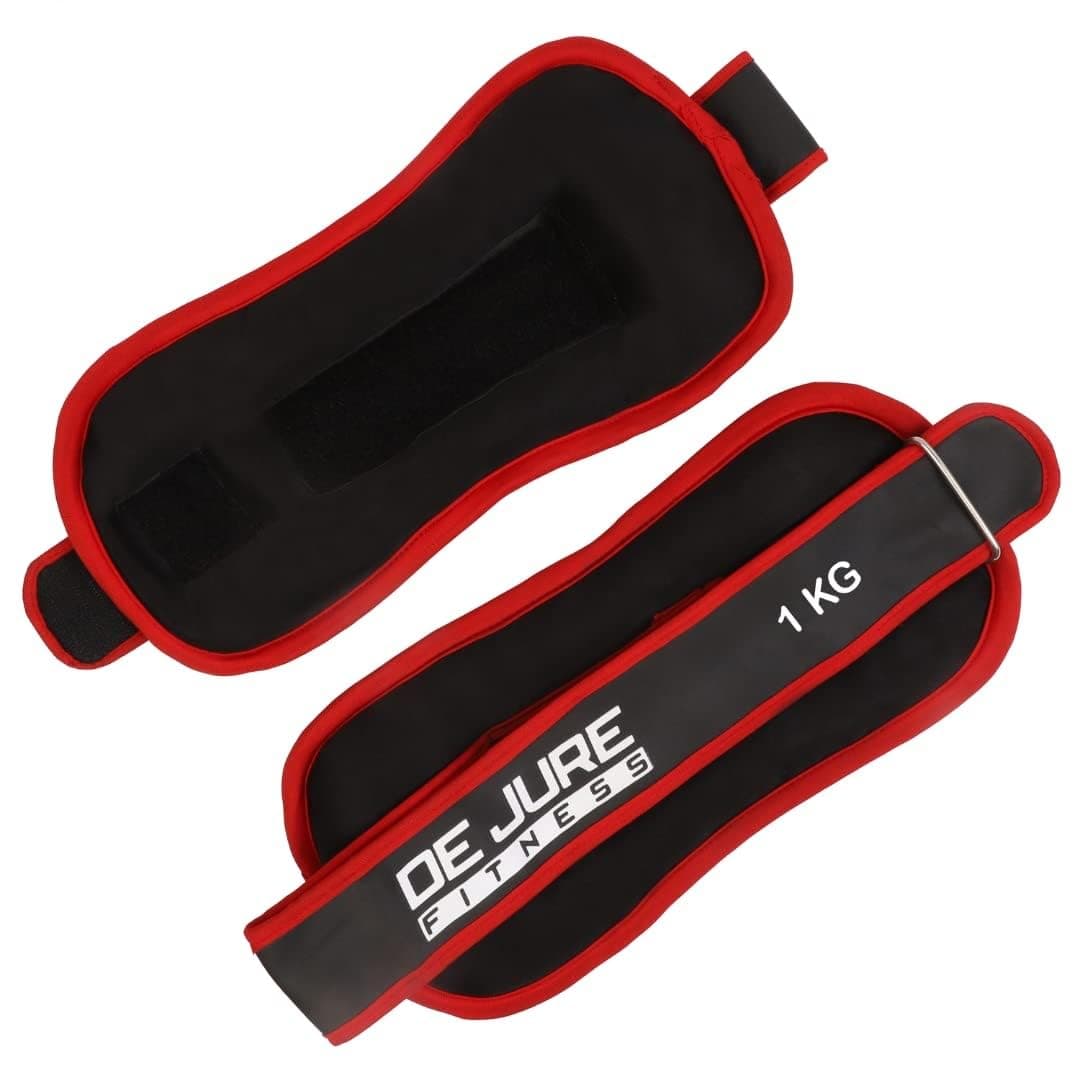 DE JURE Fitness Ankle Weight/Wrist Weight RED Black 1KG Pair (1kgX2pcs)