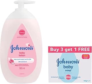 Johnson's Baby Lotion For New Born, 500ml&Johnson's Baby Soap For Bath Combo Offer Pack, 100g (Buy 3 Get 1 Free)