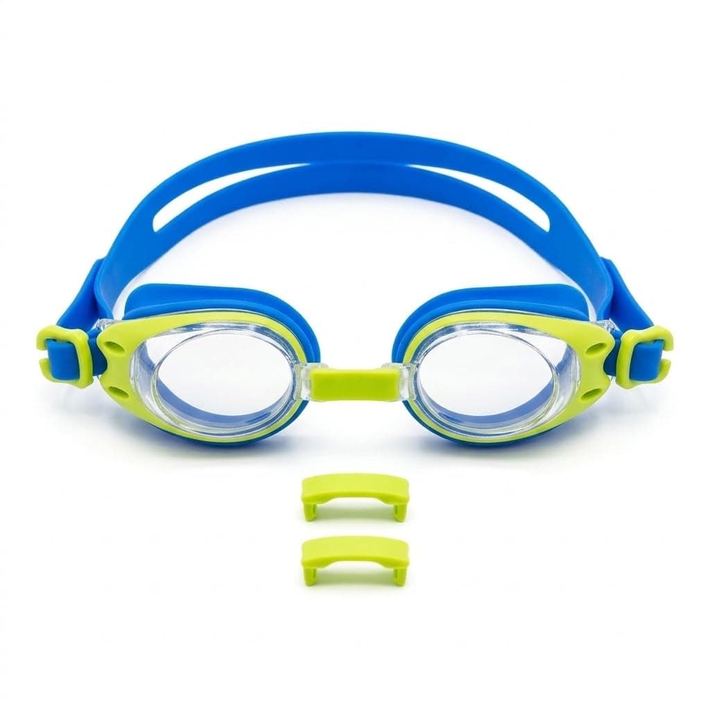 BURNLAB Swimming Goggles for Kids, Clear Vision Pool Goggles for Boys & Girls, Easy Adjustable Strap (Blue and Green)