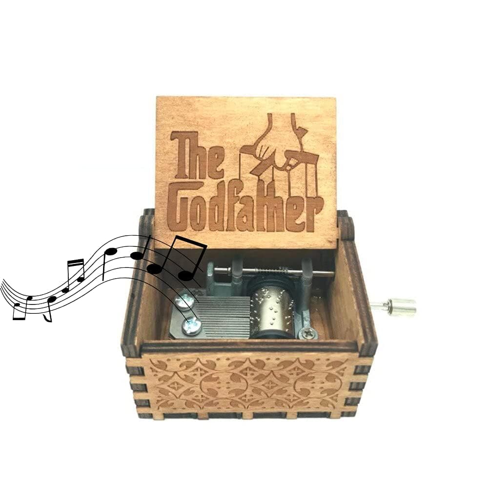 Zesta God Father Wooden Musical Box Gift | Vintage Music Crank Mini Collectible for Girlfriend, Boyfriend, Husband, Wife | Unique Musical Gifts for Music Lovers | Classic Wooden Box