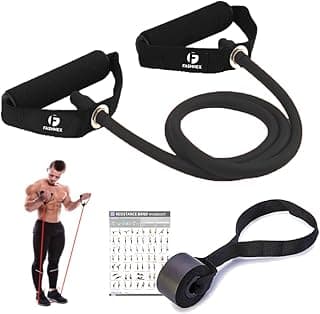 FASHNEX Resistance Tube with Foam Handles for Stretching, Mobility, Weight Training. The Toning Tube Resistance Band is for Home Workout for Men/Women. (As per Image) ,Natural Rubber;Foam