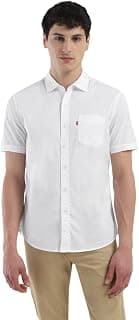 Levi's Men's Cotton Spread Collar Slim Fit Solid Shirts White, Large