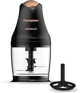 Crompton ChopMaxx Electric Vegetable Chopper | 300 Watts Motors | Twin S-Shaped Ninja food grade blades | 800 ml see through food grade bowl | Whisking attachment | Easy to clean & Store