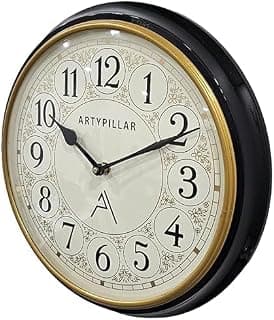 Onyx Nautical HUB Wall Clock for Home Stylish 12 inch Brown Color Antique Style Art Unique Beautiful Flower Design Wood Metal Glass Office Decor (White Dial)