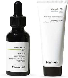 Minimalist Oil Control & Barrier Repair Combo | 10% Niacinamide Face Serum with Zinc 30ml + 10% Vitamin B5 Oil-Free Gel Moisturizer 50g | For Oily & Acne-Prone Skin