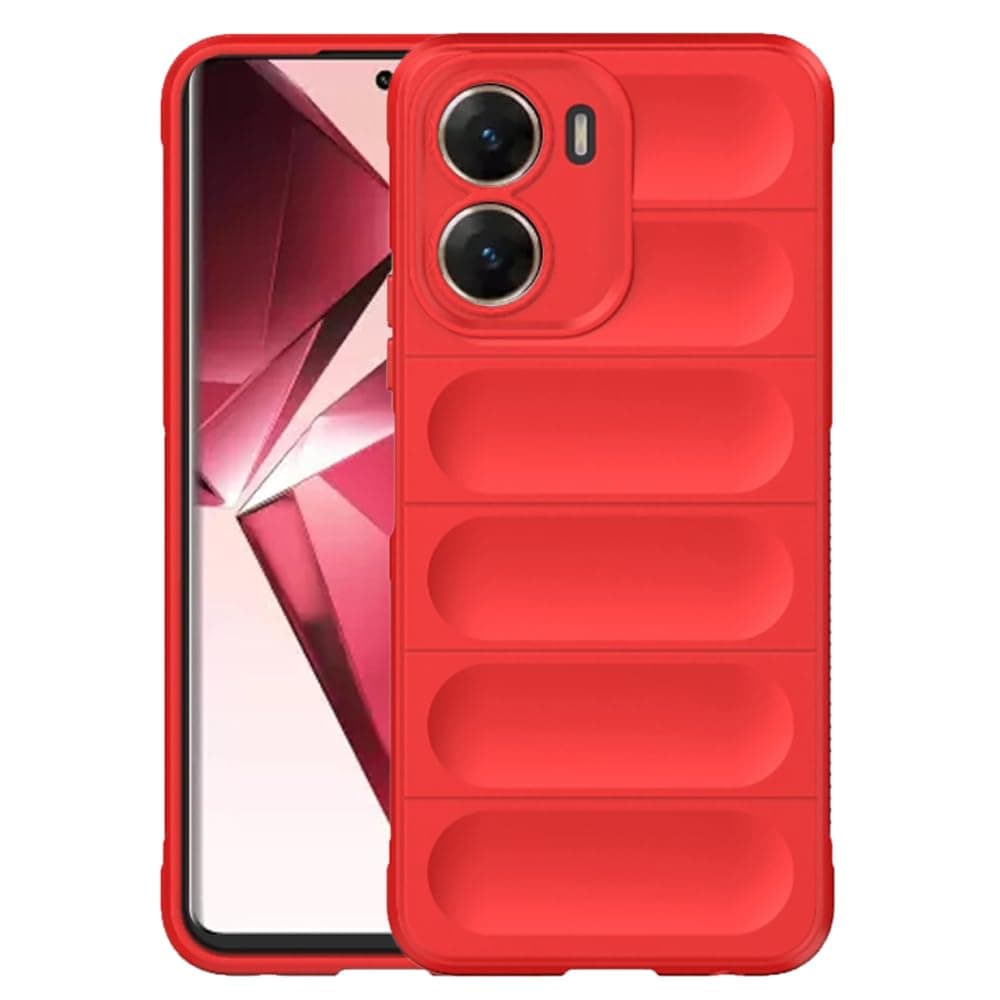 amazon basics Mobile Cover for Vivo V29e 5G | Full Camera Protection | Liquid Silicon Case | Flexible Bumper Case for Vivo V29e 5G (Red)