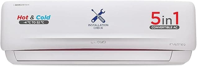 Havells Lloyd 1.5 Ton 3 Star Hot & Cold Inverter Split AC (5 in 1 Convertible, Copper, Anti-Viral + PM 2.5 Filter, White with Red Deco Strip, GLS18H3FWRHC)