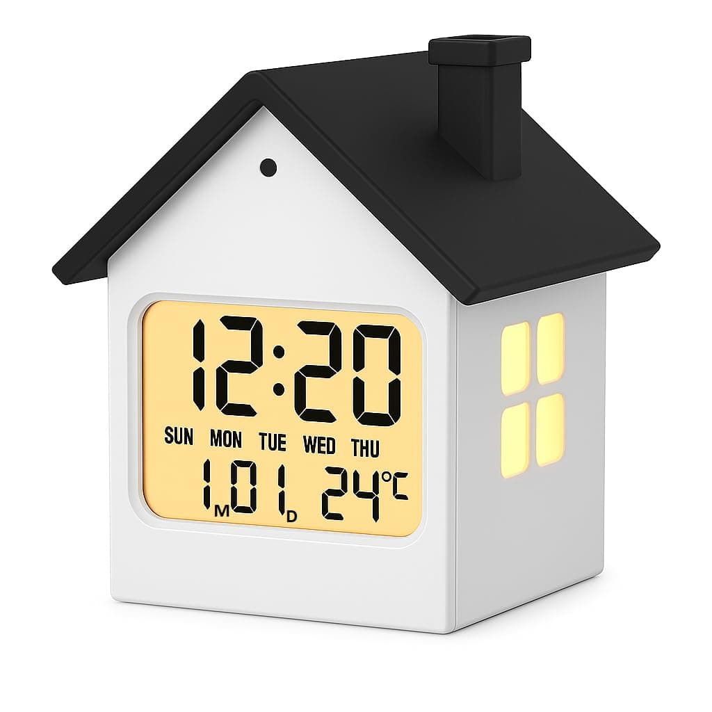 AERYS Digital Alarm Clock with Week,Date,Days-Month,Temperature Display,Compact Desk Table Clock for Students,Office,Bedroom,Living Room,Home Decor,Corporate Use (Dream Home Clock)