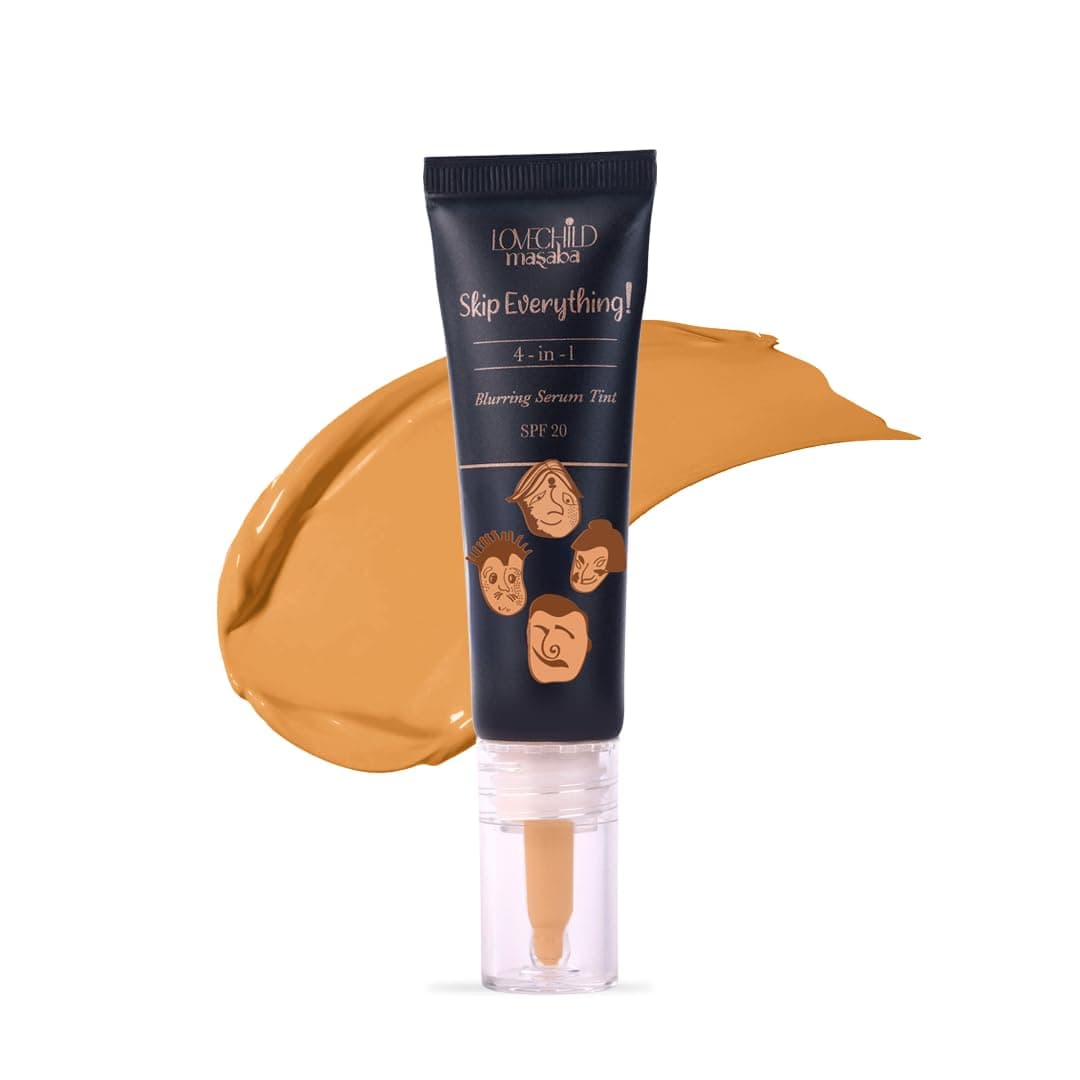 Lovechild Masaba Skip Everything Serum Skin Tint SPF 20- Pocket Edition, Liquid Foundation for all Skin type, Primer, Moisturizer, Sunscreen & Foundation In One, Gossip Girlfriend 10 ml