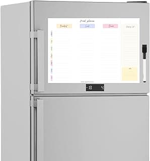 Rays of Ink Rewritable Magnetic Meal Planner for Fridge | Weekly Menu Planner with Grocery Shopping List | Dry Erase Meal Organizer | Whiteboard for Meal Planning | Includes 1 Marker and 1 Microfiber Cloth (style 2)
