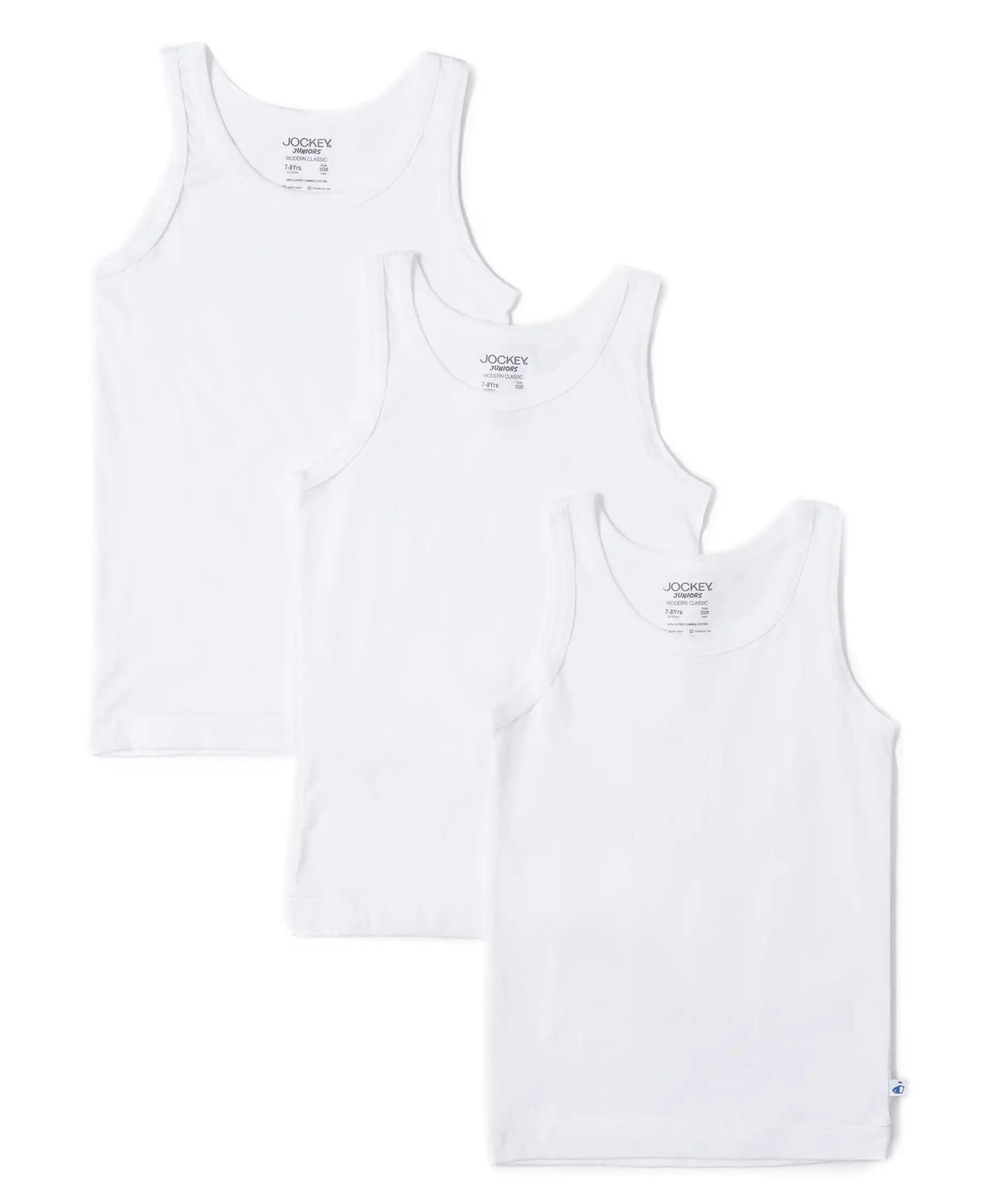 Jockey 3320 Boys Super Combed Cotton Round Neck Sleeveless Vest_(Pack of 3) Regular Fit