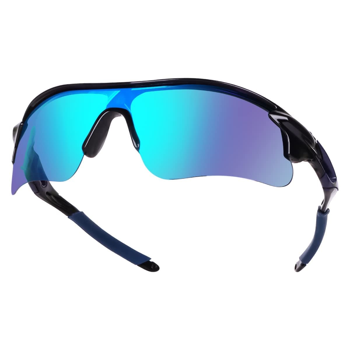 Dark Wost Sports Sunglasses, Full-Coverage UV400 Protection, Hydrophobic Mirrored Lens, Lightweight Shatterproof Design, Mercury, (BLUE BLACK)