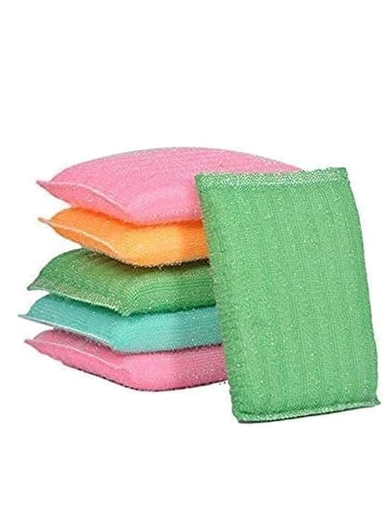 HZ HUZOYA® 6Pcs Multipurpose Plastic Sponge Juna Foam for Kitchen Utensil Scrubber Pad | Scratch-Proof & Rust-Free Dish Wash Scrubber | Non-Toxic Foam Juna for Bartan, Bathroom & Toilet Cleaning