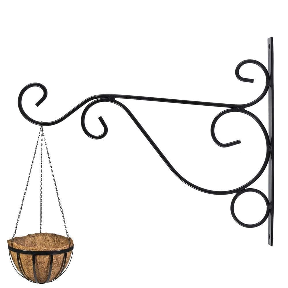 Gulwala Heavy Duty Metal Wall Hook for Hanging Planters, Lanterns, Bird Feeders & Wind Chimes | Strong Iron Wall Mount Bracket | Indoor Outdoor Rust Proof Decorative Hook (Black, Pack of 1)