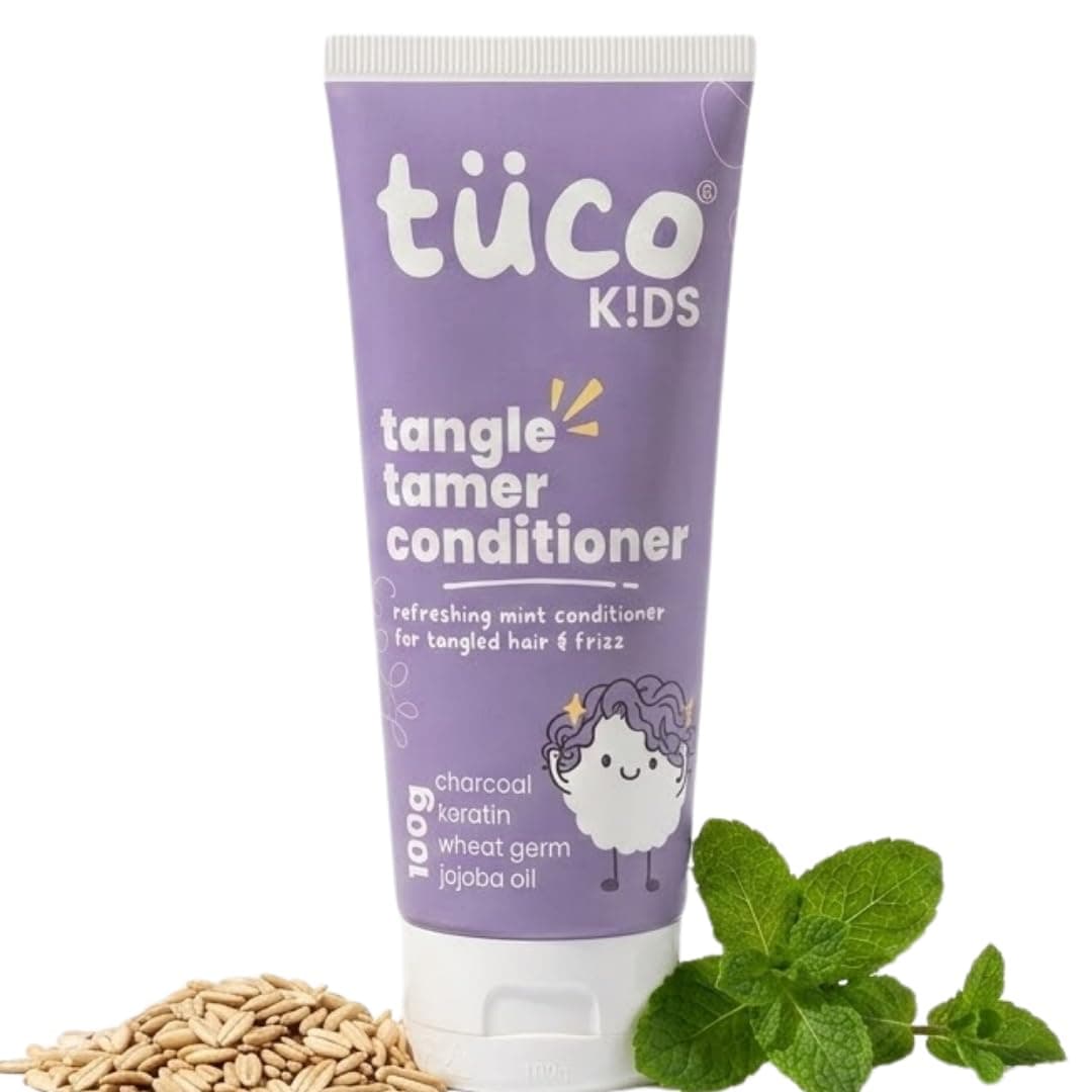 Tuco® Kids Tangle Tamer Hair Conditioner | Jojoba Oil & Keratin | pH Balanced, Frizz Free, Hypoallergenic | Ages 2-5, 4-10, 10-15, 5-10 Years | Paraben & Sulphate Free | 100ml (Pack Of 1)