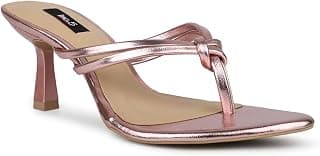 Inc.5 Women Gold Party And Club Wear Solid Round Kitten Heel Sandals