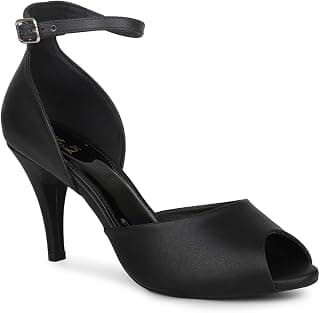 Inc.5 Womens Women Black Buckle Closure Ankle Loop Party Stiletto Peep Toes Heels Sandal