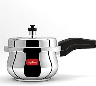 Lifelong Stainless Steel Curve Pressure Cooker 2Liters | Induction & Gas Stove Compatible with Outer Lid, ISI Certified & Lock System | Safe & Durable Kitchen Essential with 5 Years Warranty (Silver)