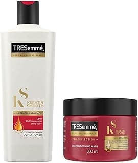 TRESemme Keratin Mask, 300 ml & TRESemme Keratin Smooth Conditioner 335 ml, With Keratin & Argan Oil for Straight, Shiny Hair - Nourishes Dry Hair & Controls Frizz
