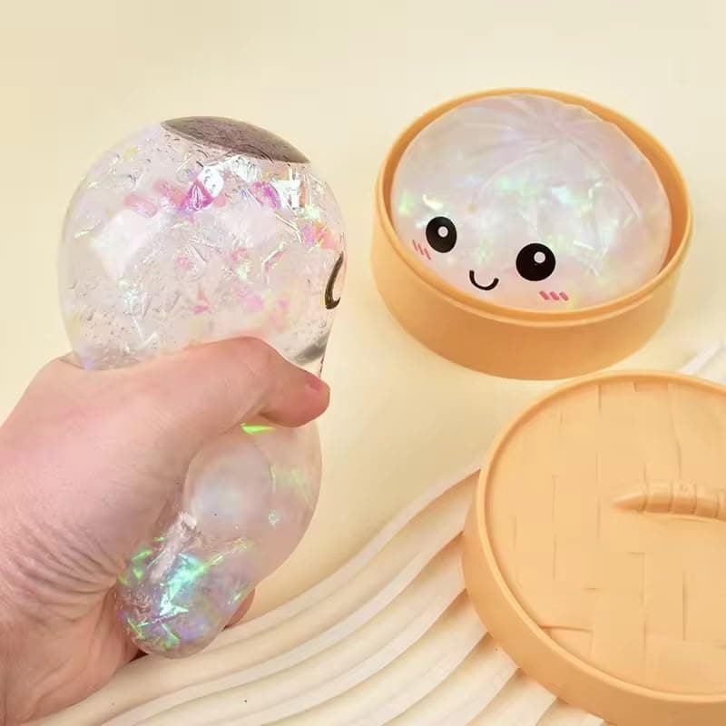 NEEYATI Dumpling Squishy Ball | DaMpLiNg Squishy Mystery Box | Cute Big DaMpLiNg Stress Ball | Fidget Sensory Toy for Adults Anxiety Relief | (PC of 1 Multi - Colour)
